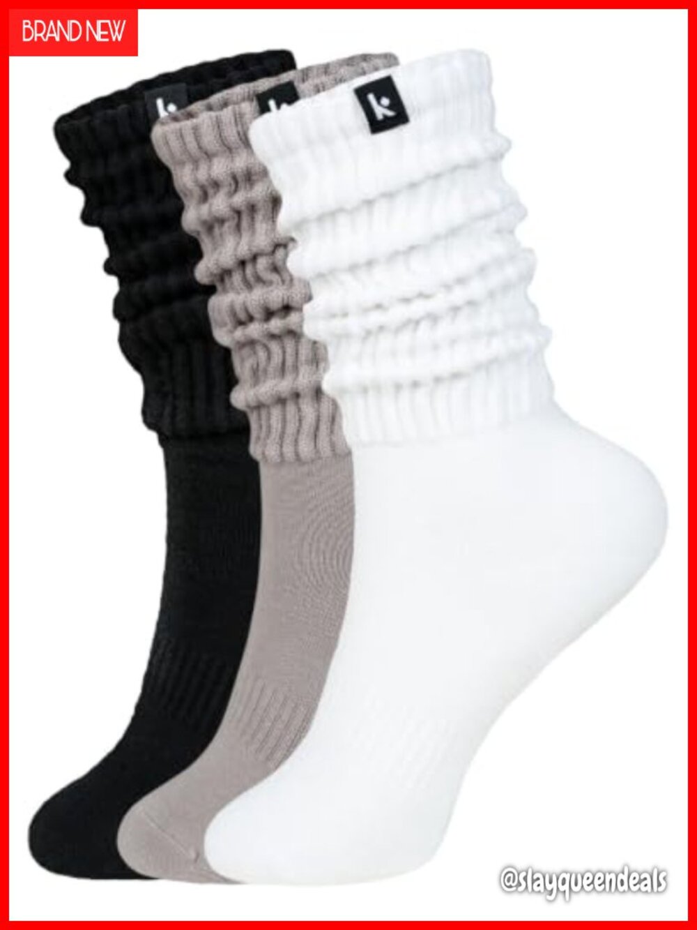 Kamo Fitness Scrunch Boot Socks Women Long Cozy Slouch Crew 3 Pairs Viscose